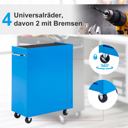 Werkstattwagen mit 5 Schubladen, Stahl, Blau, Abschließbar