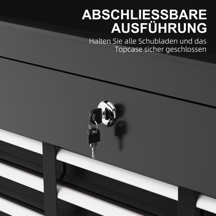 Werkzeugkasten Stahl - 6 Schubladen, abschließbar, 60x26x34 cm