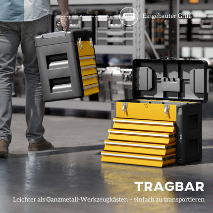 Toolbox with 4 Drawers, Steel, 49.7 x 25.3 x 40.7 cm