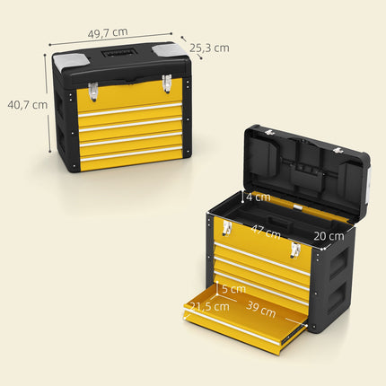 Toolbox with 4 Drawers, Steel, 49.7 x 25.3 x 40.7 cm