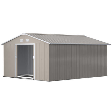 Garden shed, weatherproof steel, 12.4 m², sliding door