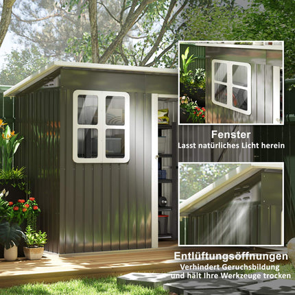 Gartengerätehaus aus Stahl mit Dach, abschließbarer Tür, 2,55 m²