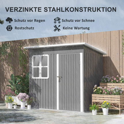 Gartengerätehaus aus Stahl mit Dach, abschließbarer Tür, 2,55 m²