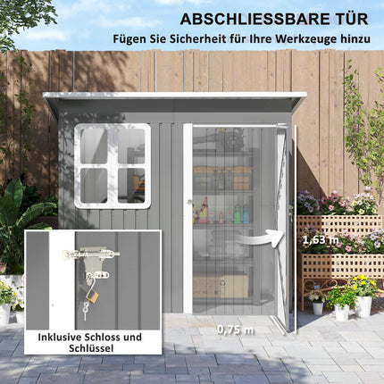Gartengerätehaus aus Stahl mit Dach, abschließbarer Tür, 2,55 m²