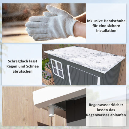 Gartengeräteschuppen aus Stahl, 260x177x190 cm, abschließbare Tür