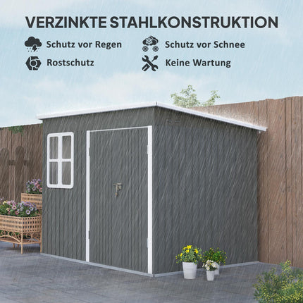 Gartengeräteschuppen aus Stahl, 260x177x190 cm, abschließbare Tür