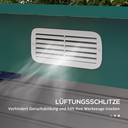 Gereedschapsschuur 4,1 m³, tuinhuis met lessenaarsdak, 249 x 121 x 166/183 cm, gereedschapsschuur met afsluitbare dubbele deuren, ramen, fietsenstalling, tuinkast van staal, voor achtertuin, tuin, groen Aosom