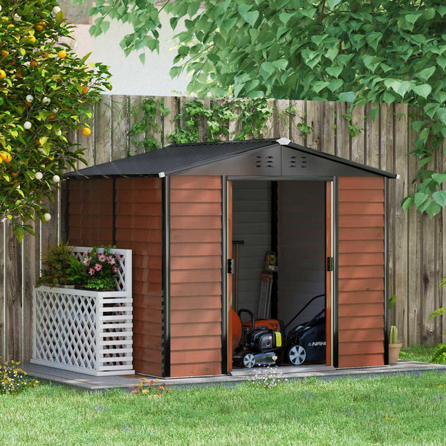 Wetterfester Gartenpavillon aus Teakholz und Stahl, 4,4 m², Schiebetür