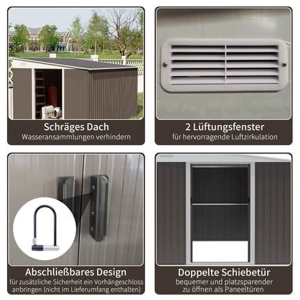 Steel garden shed with roof, sliding door, 8.9㎡