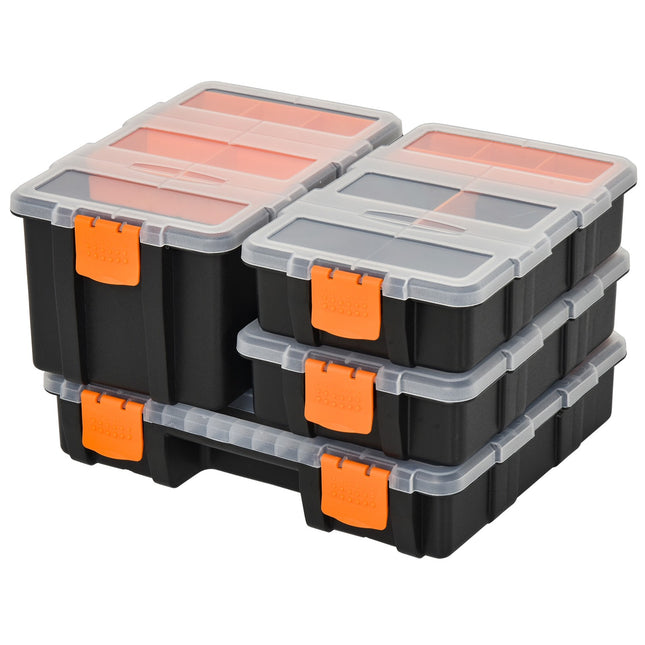 Multifunkční box na nářadí, 4dílný, plast, oranžový/černý