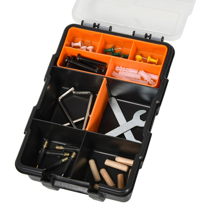 Multifunkční box na nářadí, 4dílný, plast, oranžový/černý