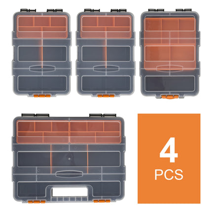 Multifunkční box na nářadí, 4dílný, plast, oranžový/černý