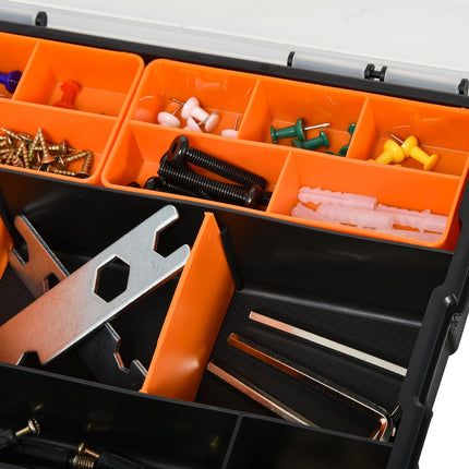 Multifunkční box na nářadí, 4dílný, plast, oranžový/černý