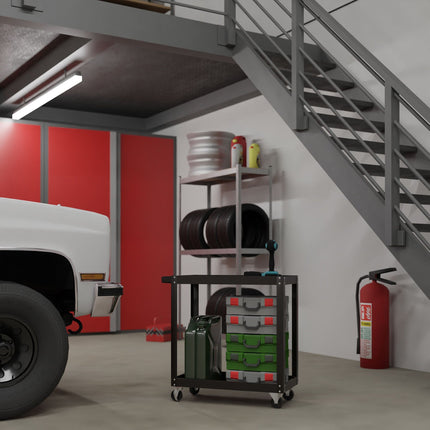 Tool trolley with 2 shelves