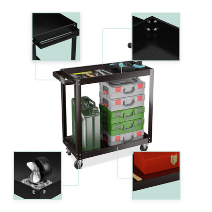 Tool trolley with 2 shelves