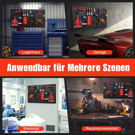Werkzeugwand mit 25 Hängezubehör Aufbewahrungssystem Werkzeughalter Sortiment 3 Lochplatten 120 x 60 cm