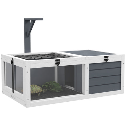 Tortoise House with 2 Rooms, Wood, Easy Clean, Grey