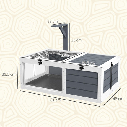 Tortoise House with 2 Rooms, Wood, Easy Clean, Grey
