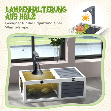 Tortoise House with 2 Rooms, Wood, Easy Clean, Grey
