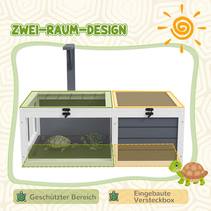Tortoise House with 2 Rooms, Wood, Easy Clean, Grey