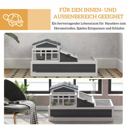 Schildkrötenhaus mit zwei Ebenen und aufklappbarem Dach