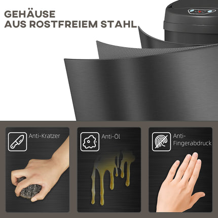 Berührungsloser 30L Edelstahl-Sensor-Mülleimer, Soft-Close