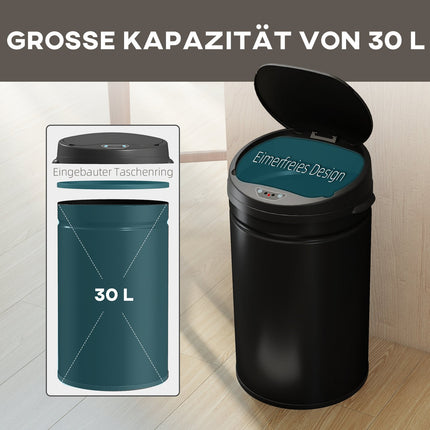 Berührungsloser 30L Edelstahl-Sensor-Mülleimer, Soft-Close