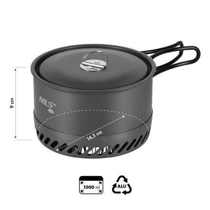 Turistický hrnec s pokličkou, hliníkový výměník tepla, 1000ml