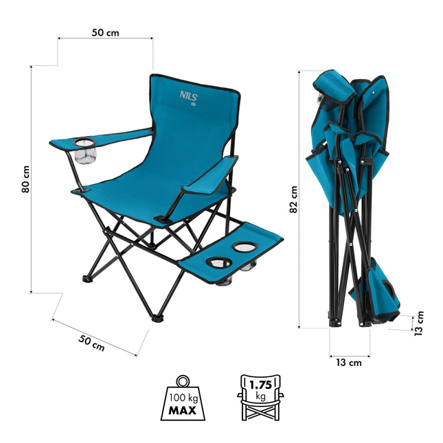Campingstuhl, faltbar, blaugrau, kompaktes Design