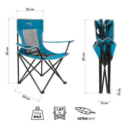 Tourist Chair, Foldable, Blue-Gray, Lightweight