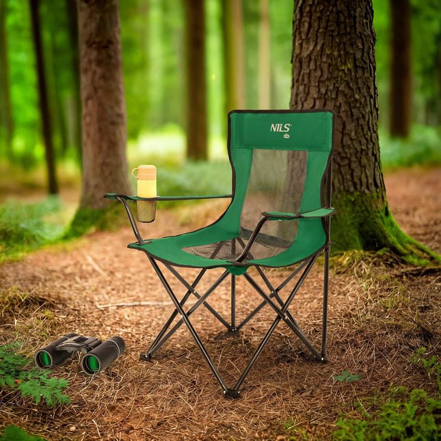Touristenstuhl, Grün-Schwarz, Klappbarer Campingsitz