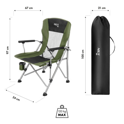 Campingstuhl, grün, klappbar, leicht