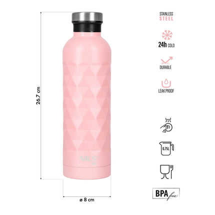 Turistická láhev na vodu, 750ml, růžová