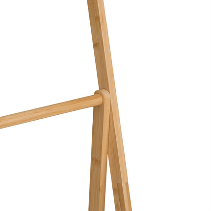 Towel Rack with 3 Bars and Shelves, Bamboo