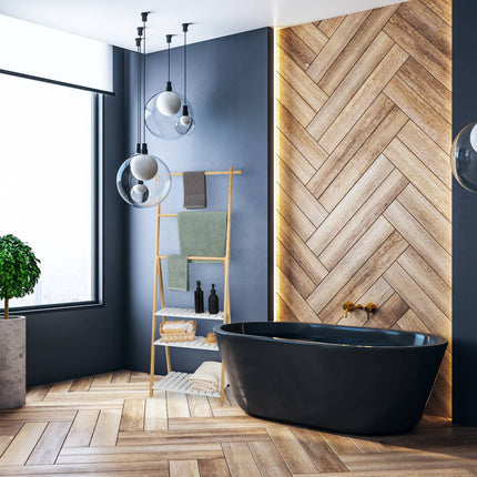 Towel Rack with 3 Bars and Shelves, Bamboo
