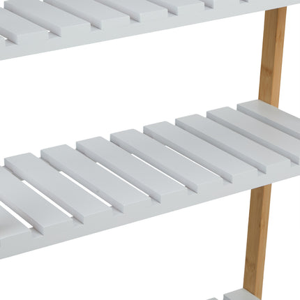 Towel Rack with 3 Bars and Shelves, Bamboo