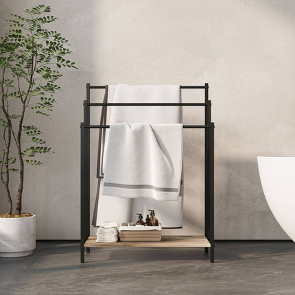 Towel Rack with Shelf, Freestanding Metal Frame