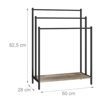 Towel Rack with Shelf, Freestanding Metal Frame