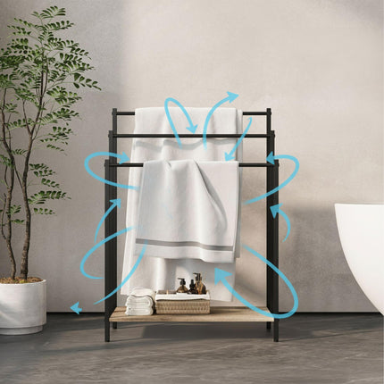 Towel Rack with Shelf, Freestanding Metal Frame
