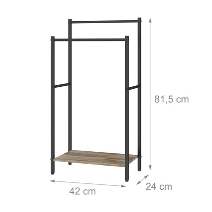 Towel Stand with Shelf – Metal Frame, Wood-Effect Finish