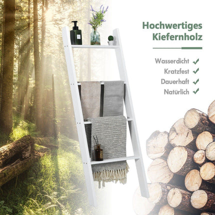 Handtuchhalter 4-stufig Holz Deckenleiter 50 x 7,5 x 137 cm weiß