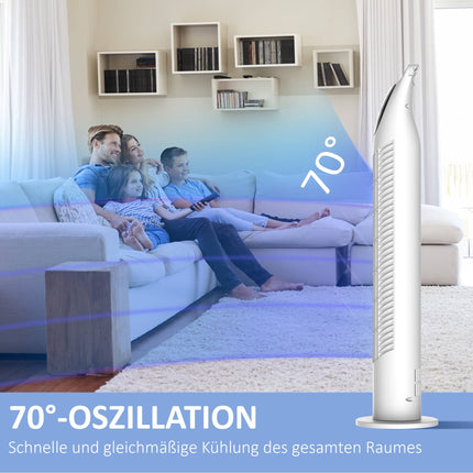 Turmventilator, 3 Modi, leiser Betrieb, Timer, Fernbedienung, Weiß