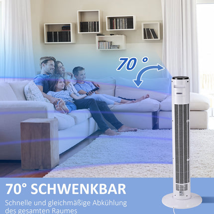 Oszillierender Turmventilator, 96 cm hoch, 3 Stufen, 45W Leistung
