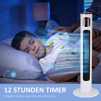 Oszillierender Turmventilator, 96 cm hoch, 3 Stufen, 45W Leistung