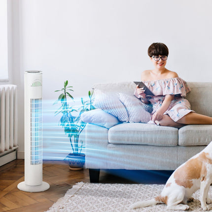 Turmventilator mit 70° Oszillation, 77 cm, 45W, 3 Geschwindigkeiten