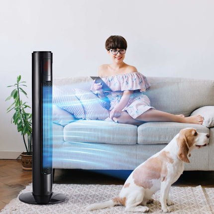 Tower Fan, Black, Remote Control, 3 Speeds, 70 Oscillation