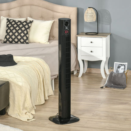Tower fan with remote control, aroma diffuser, 3 speeds, black