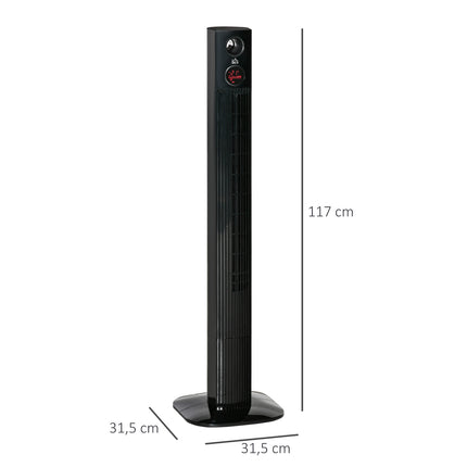 Tower fan with remote control, aroma diffuser, 3 speeds, black