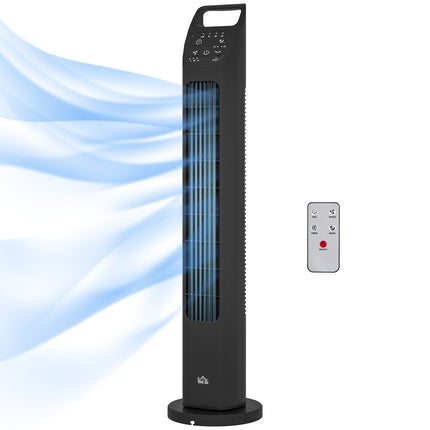 Tower fan with remote control, 3 modes and timer, black