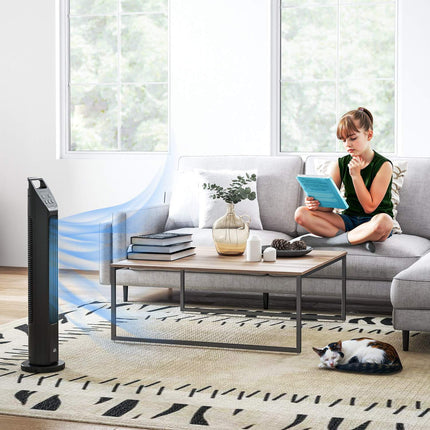 Tower fan with remote control, 3 modes and timer, black